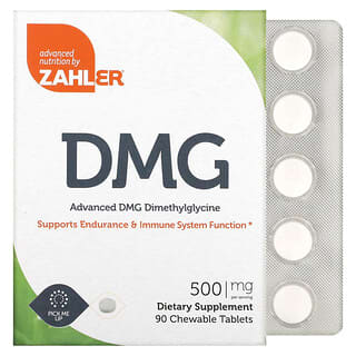 Zahler, Advanced DMG, Dimetilglicina, 500 mg, 90 comprimidos masticables