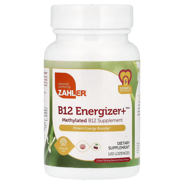زاهلر‏, B12 Energizer + ™ ، بنكهة الكرز الطبيعي ، 120 قرص استحلاب (5،000 مكجم لكل قرص استحلاب)