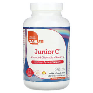 Zahler, Junior C, витамин C улучшенного качества, натуральный апельсин, 250 мг, 180 жевательных таблеток