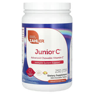 Zahler, Junior C, улучшенная формула жевательного витамина C, с натуральным апельсиновым вкусом, 250 мг, 500 жевательных таблеток