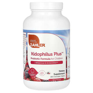 Zahler, Kidophilus Plus, пробіотик для дітей, ягоди, 1 млрд КУО, 180 жувальних таблеток