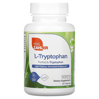 Zahler, L-tryptophane, L-tryptophane purifiée, 500 mg, 60 gélules
