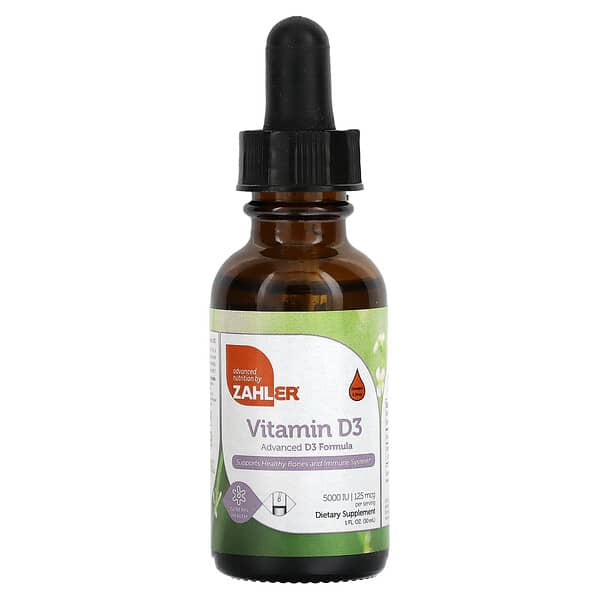 Zahler, Vitamin D3, Advanced D3 Formula, 125 mcg (5,000 IU), 1 fl oz