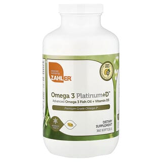 Zahler, Omega 3 Platinum+D, усовершенствованный рыбий жир с омега-3 и витамином D3, 360 мягких таблеток (1000 мг на капсулу)