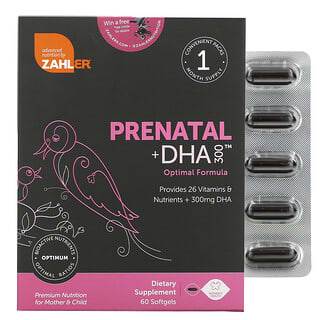 Zahler, Prenatal + DHA 300, 120 cápsulas blandas