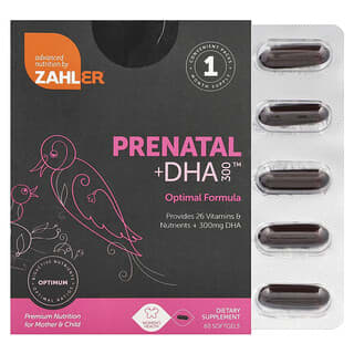 Zahler, Prenatal + DHA 300, 120 cápsulas blandas