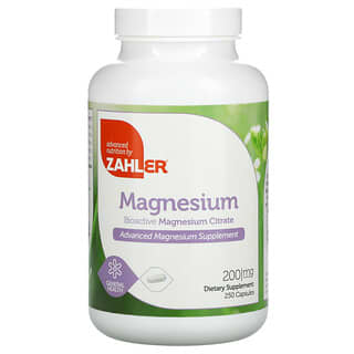 Zahler, Магний, биоактивный цитрат магния, 200 мг, 250 капсул