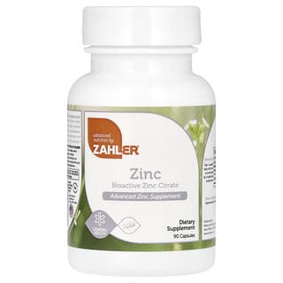 Zahler, Zinco, Citrato de Zinco Bioativo, 90 Cápsulas