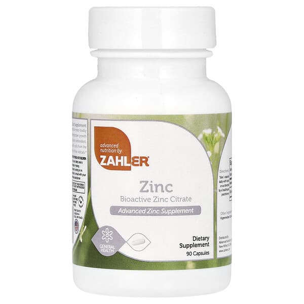 Zahler, Zinc, Bioactive Zinc Citrate, 90 Capsules