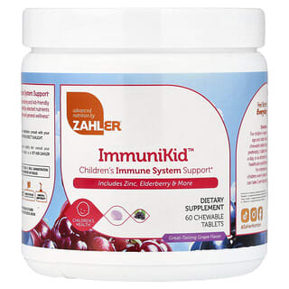 Zahler, ImmuniKid, Refuerzo del sistema inmunitario de los niños, Uva`` 60 comprimidos masticables