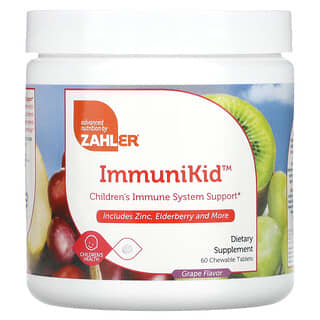 Zahler, ImmuniKid, Refuerzo del sistema inmunitario de los niños, Uva`` 60 comprimidos masticables