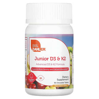 Zahler, Junior D3 & K2, Melocotón y albaricoque`` 90 comprimidos masticables