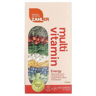 Zahler (زاهلر)‏, متعدد الفيتامينات للإمداد بالطاقة، متعدد فيتامينات يومي + دعم تعزيز الطاقة، يحتوي على enXtra والكورديسيبس، 60 كبسولة