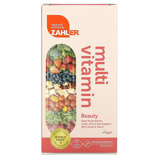 Zahler, Beauty, Ежедневные мультивитамины + поддержка волос, кожи и ногтей с аравой и кремнеземом, 60 капсул