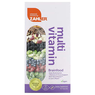 Zahler, Multivitamin Brainfood, Daily Multi + Memory & Focus Support with NeuroFactor & Lions Mane, 60 Capsules