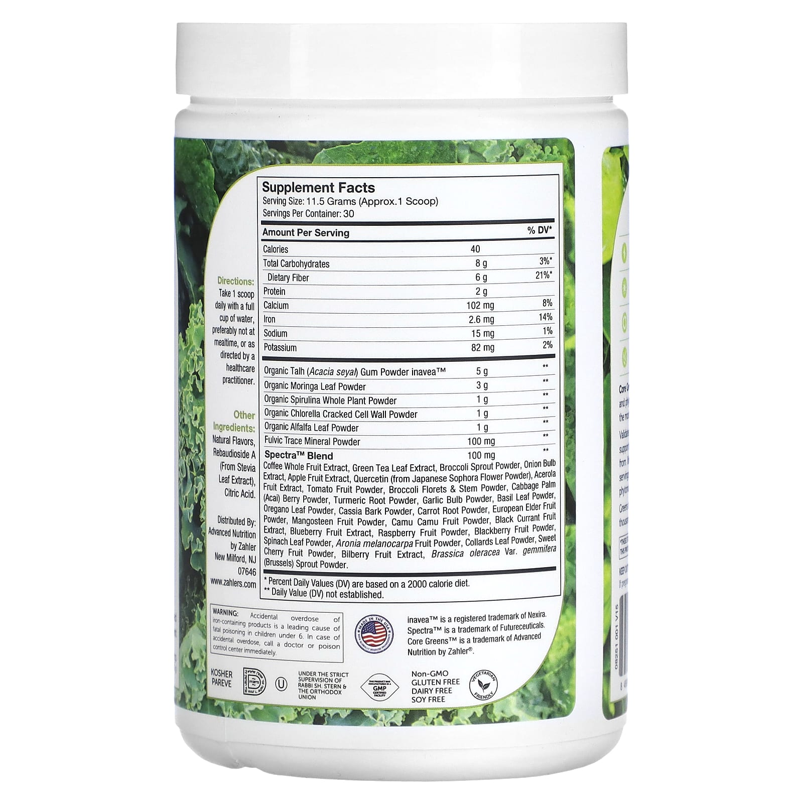 Zahler, Core Greens，高級植物基 Superfood，12.2 盎司（345 克）