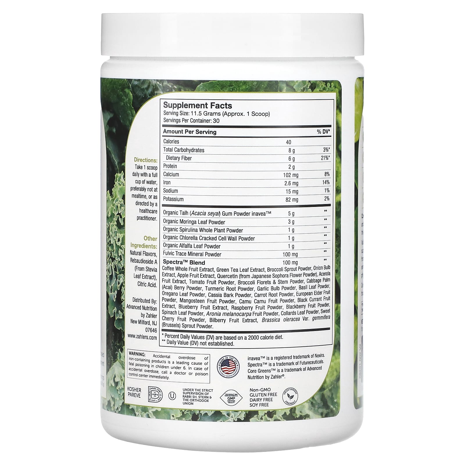 Zahler, Core Greens™, Advanced PlantBased Superfood, Spearmint, 12.2