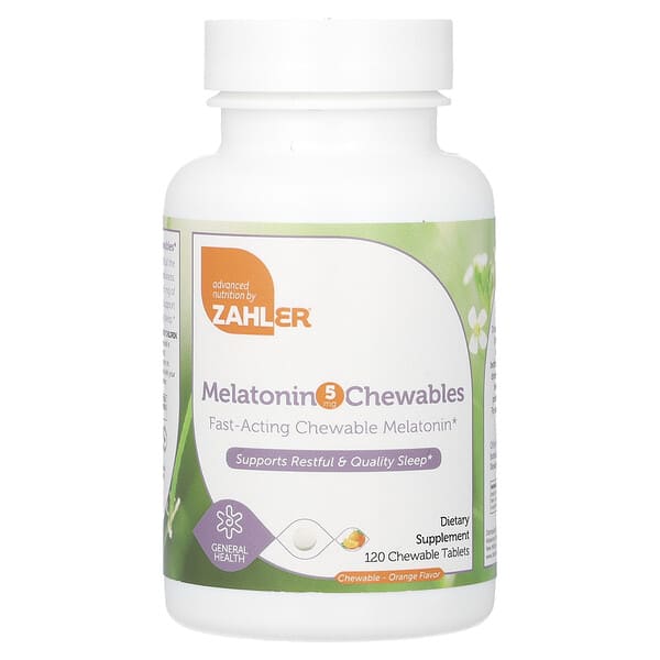 Zahler, 멜라토닌 츄어블, 오렌지, 5mg, 츄어블 정 120정