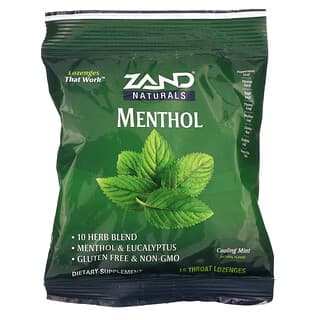 Zand, Naturals，薄荷醇，清爽薄荷味，15 粒润喉糖
