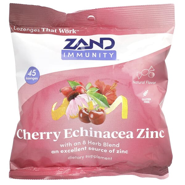 Zand Immunity, Cherry Echinacea Zinc, Natural, 45 Lozenges