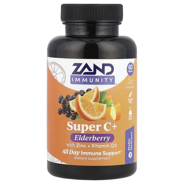 Immunity, Super C+ Elderberry with Zinc, Vitamin D3, 60 Tablets