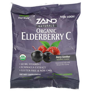 Zand, Naturals, Saúco orgánico C, Chupete de bayas, 18 pastillas para la garganta
