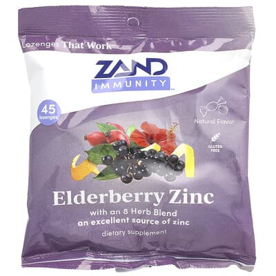 Zand, Body Defense, Elderberry Zinc, Natural, 45 Lozenges