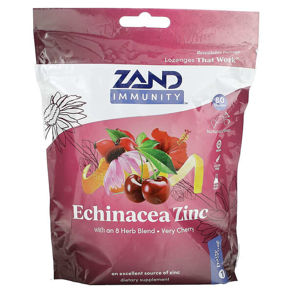 Zand, Immunity, Echinacea Zinc, Very Cherry, 80 Lozenges