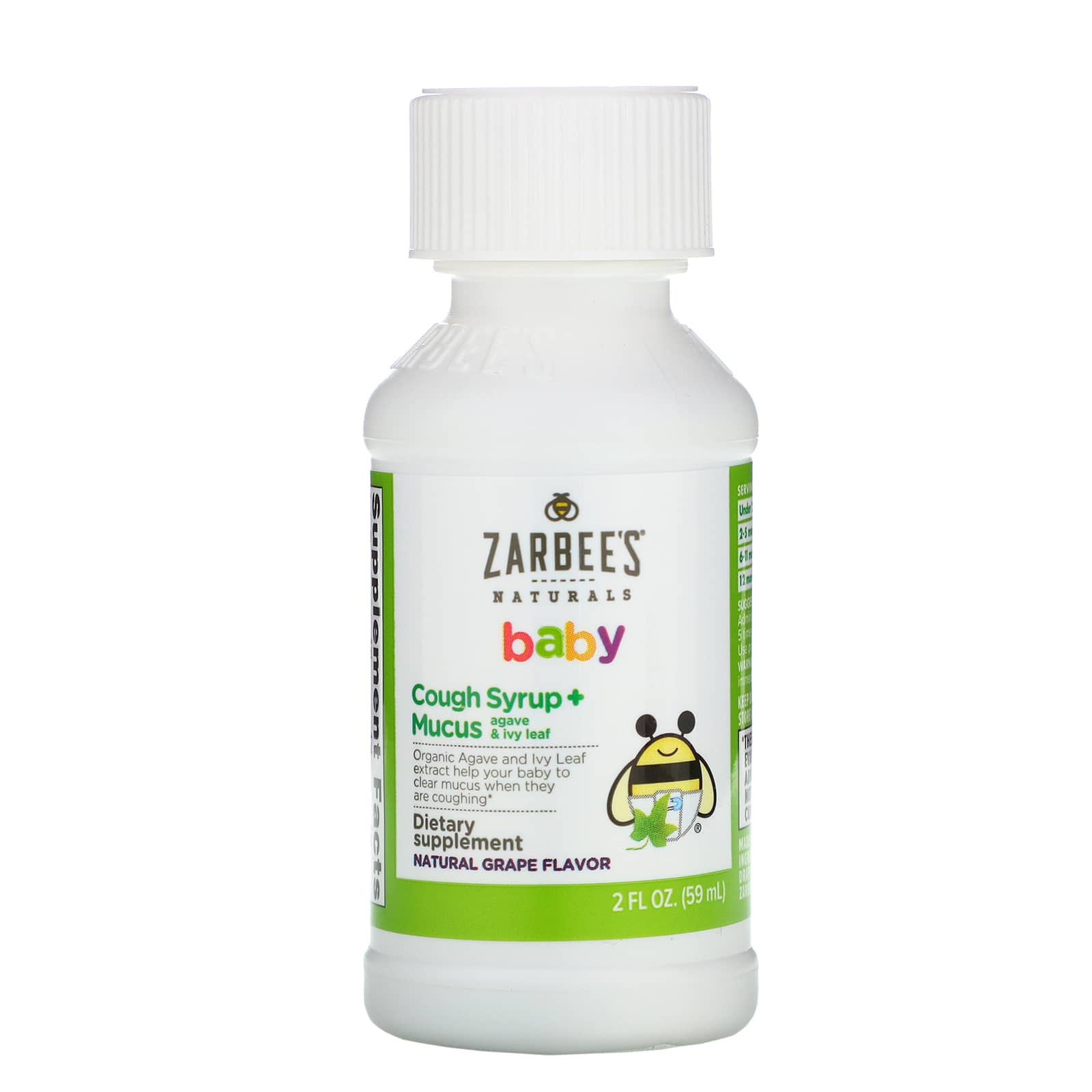 Zarbee's, Baby, Cough Syrup + Mucus, Agave and Ivy Leaf, Natural Grape