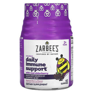 Zarbee's, Suporte Imunológico de Sabugueiro para Crianças, Sabor Natural de Frutos Silvestres, Para Idades 2+, 42 Gomas
