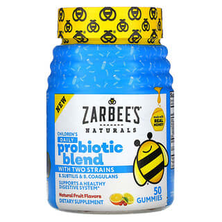 Zarbee's, Mistura Probiótica Diária para Crianças com Duas Cepas, Sabores Naturais de Frutas, 50 Gomas