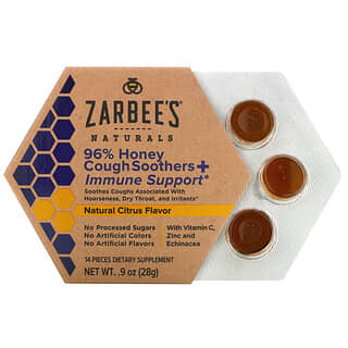 Zarbee's, 96％ハチミツ咳止め＋病気に負けない体づくりをサポート、天然シトラス風味、14個