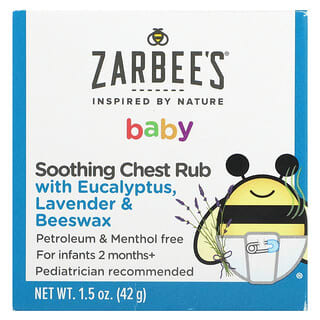 Zarbee's, 嬰兒，含桉樹成分的胸口舒緩膏，薰草與蜂蠟，1.5 盎司（42 克）