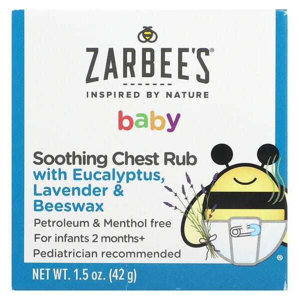 Zarbee's‏, Baby, משחה מרגיעה לחזה בתוספת אקליפטוס, לבנדר ושעוות דבורים, 42 גרם (1.5 אונקיות)