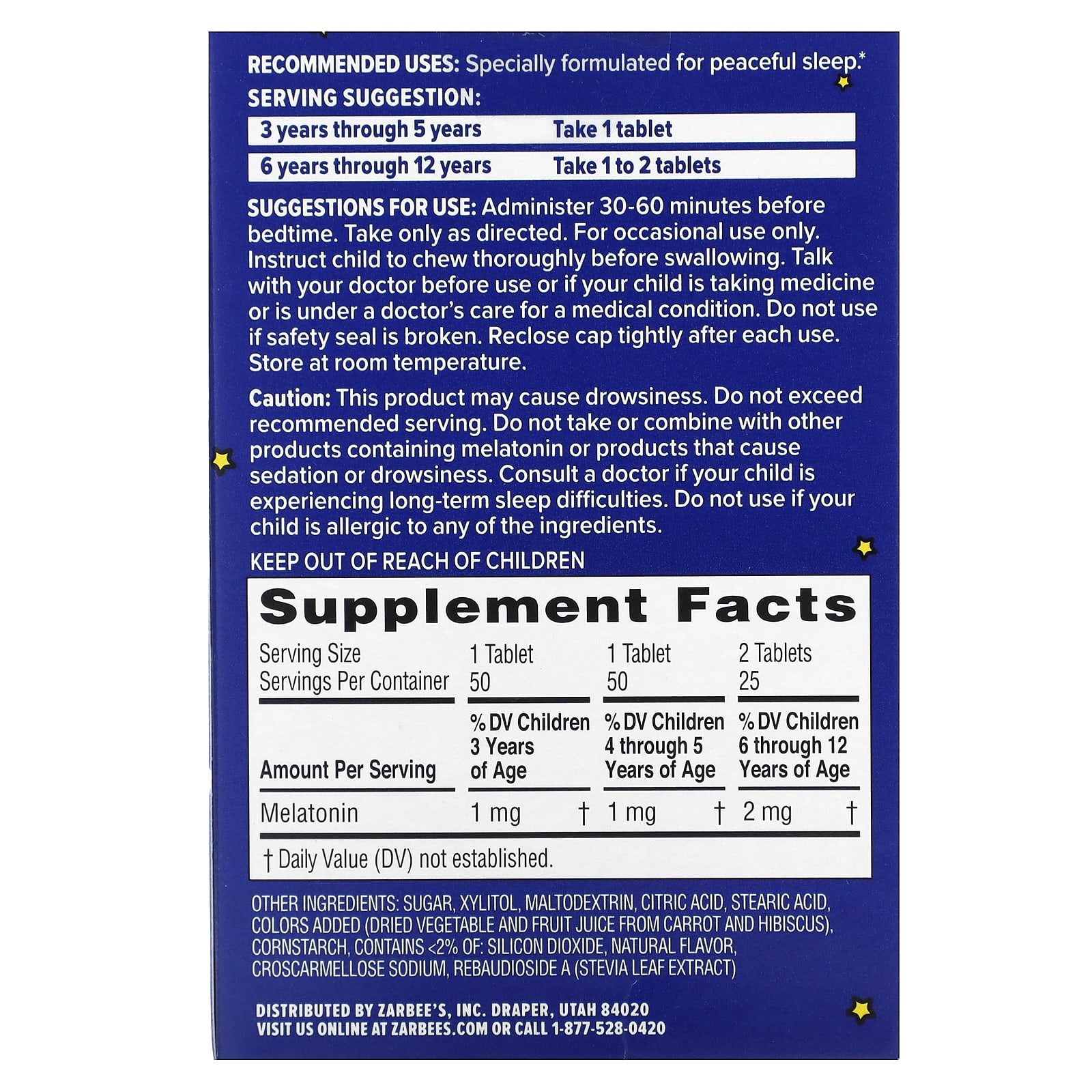 Zarbee's, Children's Sleep with Melatonin, For Children 3 Years +, Natural Grape, 50 Chewable