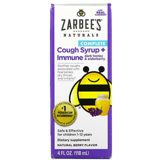 Zarbee's, Children's Complete, Cough Syrup + Immune, Dark Honey & Elderberry, Natural Berry, 4 fl oz (118 ml)