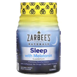 Zarbee's, Снотворное с мелатонином, натуральный фруктовый вкус, 60 жевательных таблеток