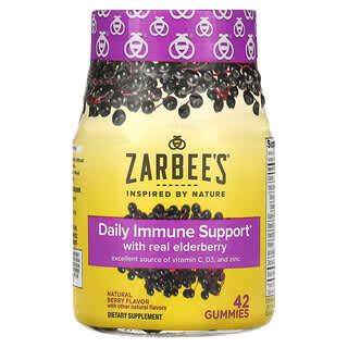 Zarbee's, Suporte Imunológico de Sabugueiro, Fruto Silvestre Natural, 42 Gomas