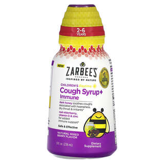 Zarbee's, 어린이용 데이타임 기침 시럽 + 면역, 2-6세, 내추럴 믹스드 베리, 236ml (8 fl oz)