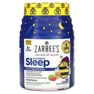 Zarbee's, Children's Sleep with Melatonin Gummies, 3+ Years, Natural Watermelon, 60 Gummies