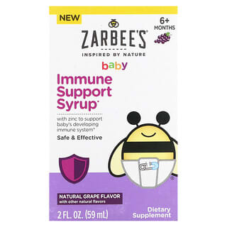Zarbee's, 嬰兒機體抵抗支持糖漿，6 個月以上，葡萄味，2 液量盎司（59 毫升）