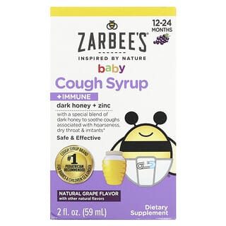 Zarbee's, детский сироп от кашля для поддержки иммунитета, для детей от 12 до 24 месяцев, натуральный виноградный вкус, 59 мл (2 жидк. унции)