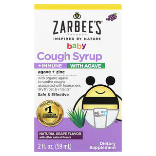 Zarbee's, 婴儿，咳嗽缓解糖浆 + 机体抵抗，含龙舌兰，天然葡萄味，2 液量盎司（59 毫升）