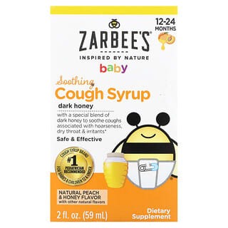 Zarbee's, 赤ちゃん用、Soothing Cough Syrup、12～24か月、天然モモとハチミツ味、59ml（2液量オンス）