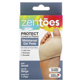 ZenToes‏, רפידות ג‘ל לכף הרגל, לטיפול בכאבי רגליים, מידה אחת מתאים למרבית, זוג 1