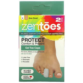 ZenToes, كبسولات جل لأصابع القدم ، صغيرة ، باللون الرمادي ، عبوتان