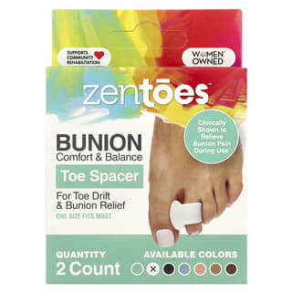 ZenToes, 腳趾分離器，拇趾囊腫舒適和平衡，均碼，2 包