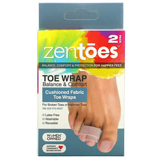 ZenToes, لفافة إصبع القدم لتوفير التوازن والراحة ، لفافات إصبع القدم القماشية المبطنة ، عبوتان