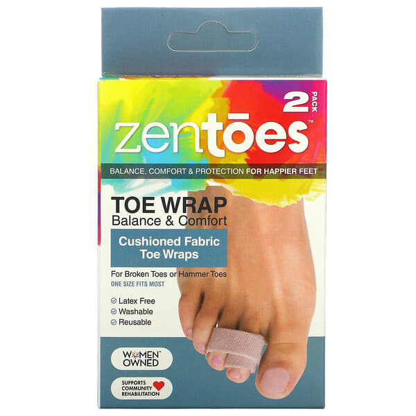 ZenToes, Toe Wrap Balance & Comfort, gepolsterte Zehenwickel aus Stoff, 2er-Pack