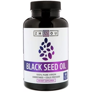 Zhou Nutrition, Aceite de semilla negra, 60 cápsulas vegetales